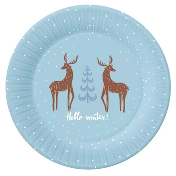 Karácsonyi Hello Winter Blue papírtányér 6 db-os 18 cm