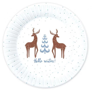 Karácsonyi Hello Winter White papírtányér 6 db-os 18 cm