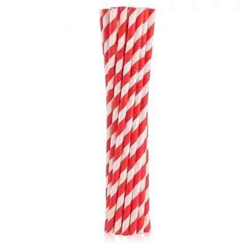 Piros Red Stripes rugalmas papír szívószál 12 db-os