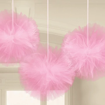 Színes Pink függő tüll pom pom dekoráció 3 db-os Színes Pink függő tüll pom pom dekoráció 3 db-os