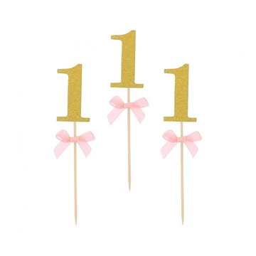 Rózsaszín 1st Birthday díszítő pálca 10 db-os Rózsaszín 1st Birthday díszítő pálca 10 db-os