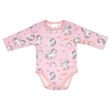 Hosszú ujjú baba body unikornis mintával