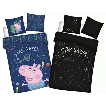 Peppa malac Star-gazer Sötétben világító gyerek, ovis ágyneműhuzat 100x135cm, 40x60cm Peppa malac Star-gazer Sötétben világító gyerek, ovis ágyneműhuzat 100x135cm, 40x60cm