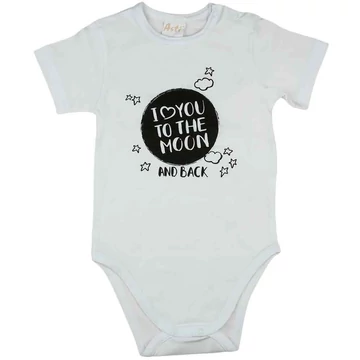 "I love you to the moon and back" feliratos rövid ujjú baba body fehér