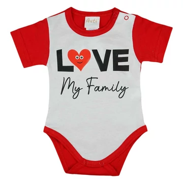 "Love my family" feliratos rövid ujjú baba body piros "Love my family" feliratos rövid ujjú baba body piros