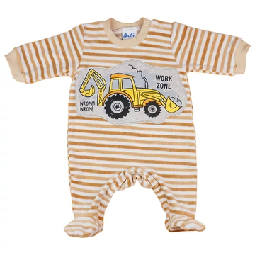 "Work Zone" munkagépes hosszú ujjú plüss rugdalózó