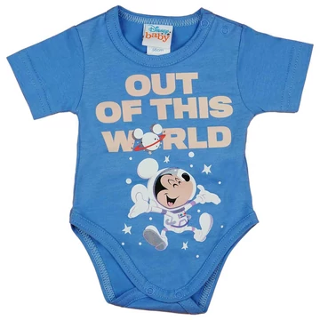 Rövid ujjú űrhajós baba body Mickey egér mintával kék Rövid ujjú űrhajós baba body Mickey egér mintával kék