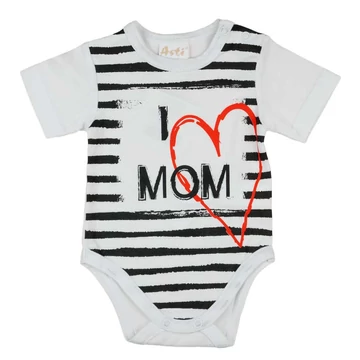 "I LOVE MY MOM" feliratos rövid ujjú baba body fehér "I LOVE MY MOM" feliratos rövid ujjú baba body fehér