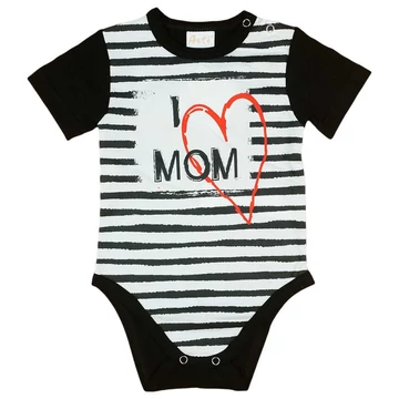 "I LOVE MY MOM" feliratos rövid ujjú baba body fekete "I LOVE MY MOM" feliratos rövid ujjú baba body fekete