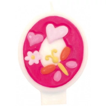 Virágos Butterfly számgyertya, tortagyertya 0-ás