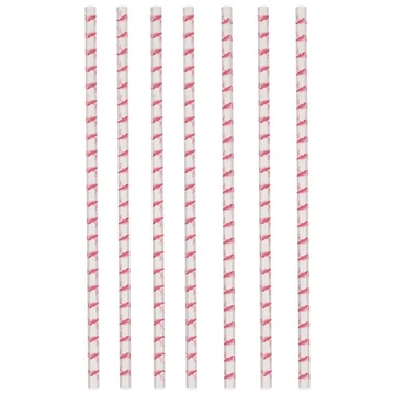 Flamingó Pink papír szívószál, 12 db-os szett