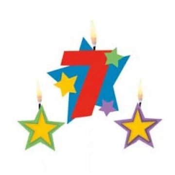 Színes Star 7-es számgyertya csillagokkal