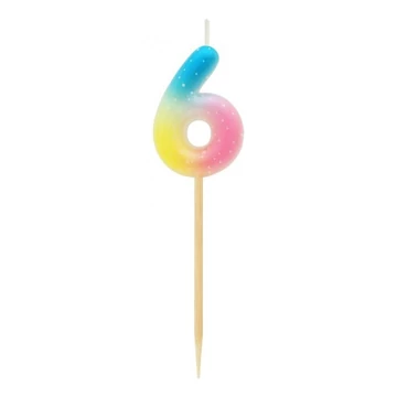 Színes mini 6-os Pastel Ombre számgyertya, tortagyertya Színes mini 6-os Pastel Ombre számgyertya, tortagyertya