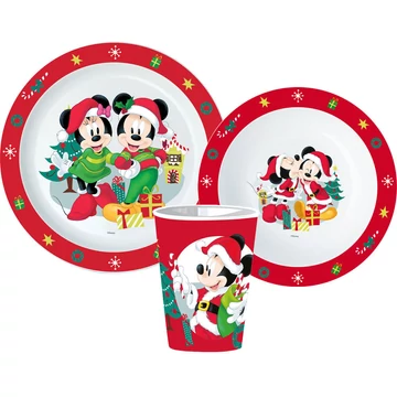 Disney Minnie and Mickey Karácsonyi étkészlet, micro műanyag szett, pohárral 260 ml Disney Minnie and Mickey Karácsonyi étkészlet, micro műanyag szett, pohárral 260 ml