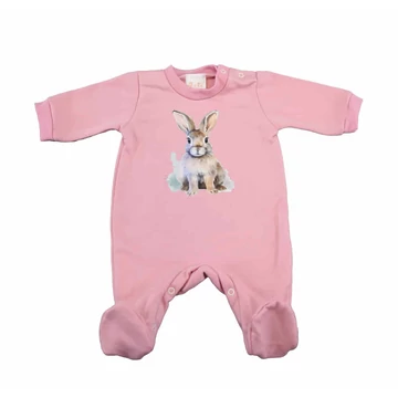 Belül bolyhos hosszú ujjú kislány rugdalózó Nyuszi mintával