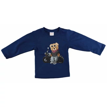 Hosszú ujjú fiú póló Motoros maci mintával