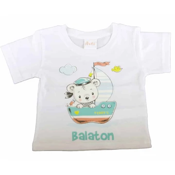 Rövid ujjú Balatonos hajós maci póló