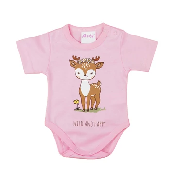 Rövid ujjú baba body cuki Őzike mintával
