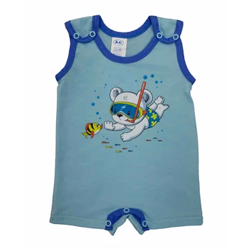 Ujjatlan kisfiú napozó pamut anyagból Búvár maci mintával