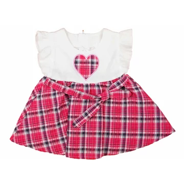 Rövid ujjú pamut kislány ruha, pörgős szoknyarésszel, övvel