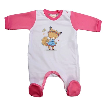 Belül bolyhos hosszú ujjú kislány rugdalózó Rókalány mintával