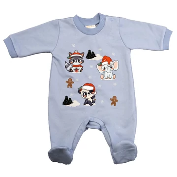 Belül bolyhos hosszú ujjú baba rugdalozó karácsonyi mintával