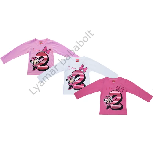 Minnie Mouse hosszú ujjú szülinapos felső 2 évesnek több színben