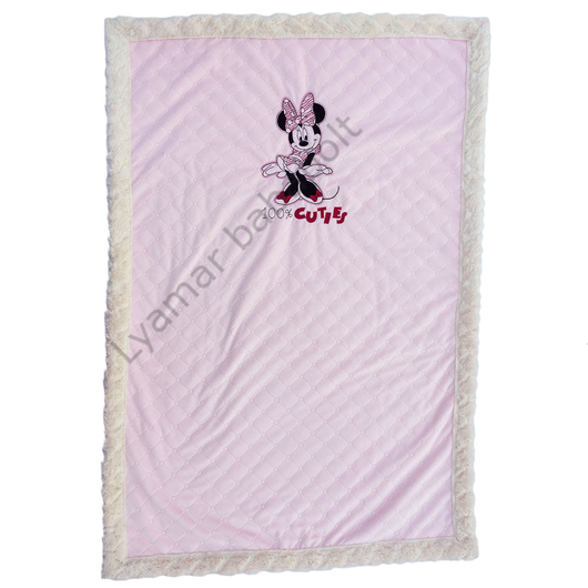 Exkluzív Disney Minnie Mouse rózsaszín-fehér takaró szőrme hatással (Méret: 75*110 cm)