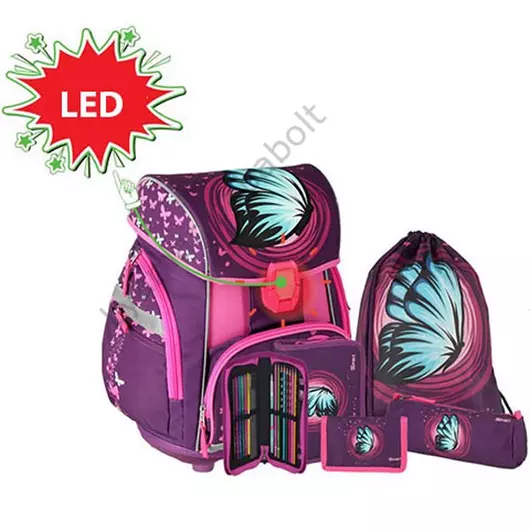pillangos-iskolataska-szett-toltott-tolltartoval-LED-es