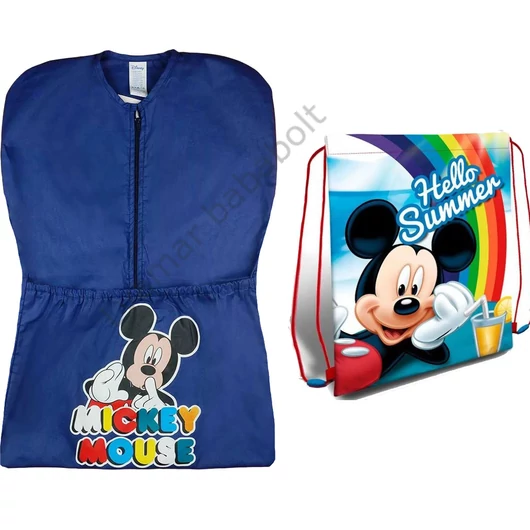 2 részes Disney Mickey egeres ovis szett: egy kék, Disney Mickey vállfás ovis zsák és egy kék, hátizsákos tornazsák Mickey egérrel.