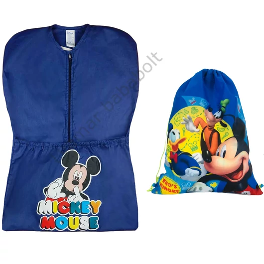 2 részes Disney Mickey egeres ovis szett: egy kék, Disney Mickey vállfás ovis zsák és egy kék, hátizsákos tornazsák Mickey egérrel.