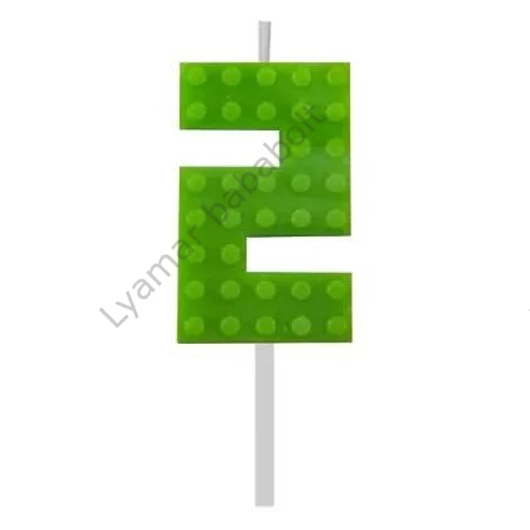 Építőkocka 2-es Green Blocks tortagyertya, számgyertya