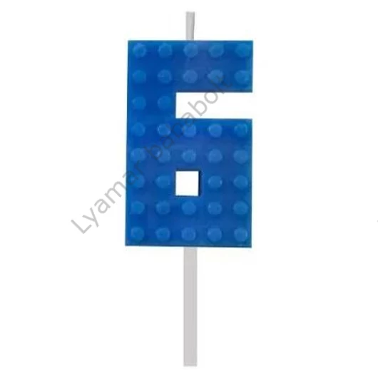 Építőkocka 6-os Blue Blocks tortagyertya, számgyertya