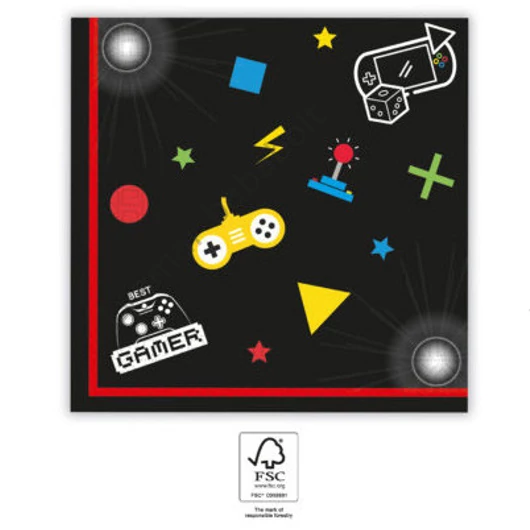Gaming Party szalvéta 20 db-os 33x33 cm FSC