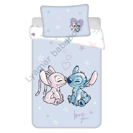 Disney Lilo és Stitch, A csillagkutya Purple Love You gyerek ovis ágyneműhuzat 100×135 cm, 40×60 cm