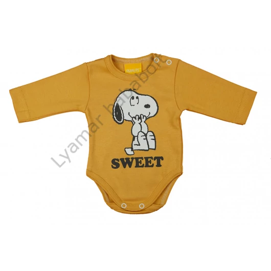 Hosszú ujjú baba body Snoopy mintával