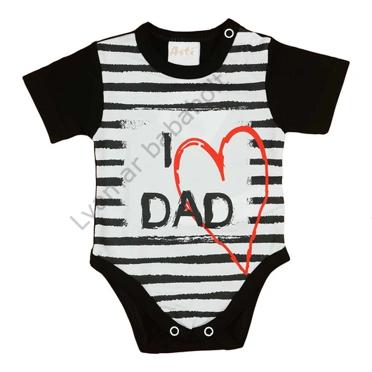 "I LOVE MY DAD" feliratos rövid ujjú baba body fekete