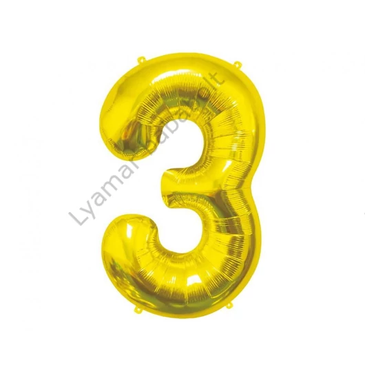 Arany Gold 3-as szám fólia lufi 85 cm