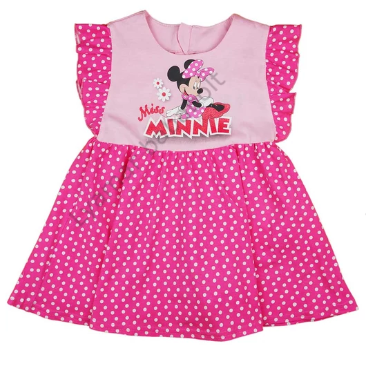 Fodros ujjú pamut nyári kislány ruha Minnie egér mintával