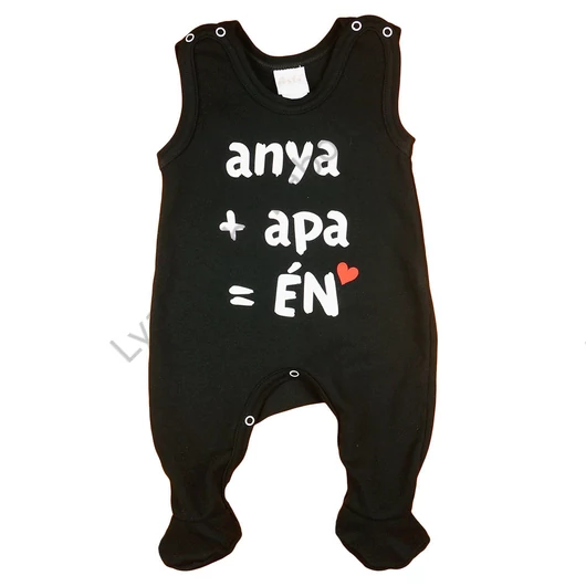 "anya+apa=Én" feliratos ujjatlan rugdalózó