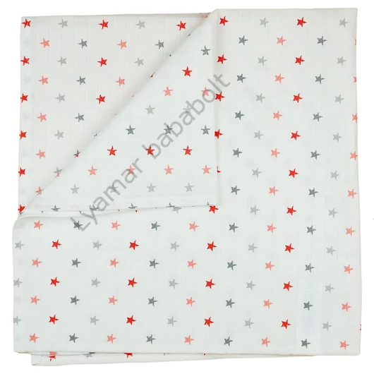 Textil tetra pelenka 75x75 cm - piros csillagos