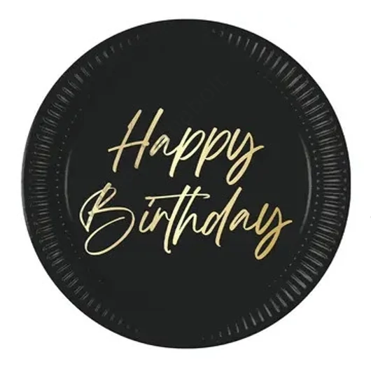 Happy Birthday Elegant papírtányér 8 db-os 23 cm FSC