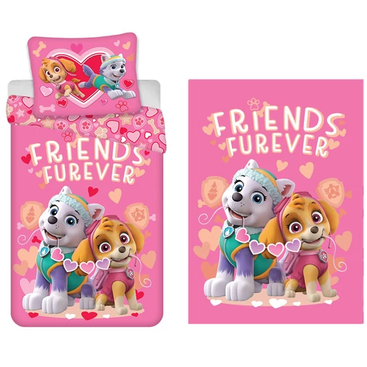 Mancs Őrjárat Friends Furever gyerek, ovis ágyneműhuzat és polár takaró szett