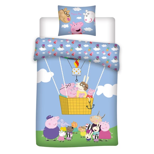 Peppa malac Hot Air Balloon gyerek, ovis ágyneműhuzat 100×140cm, 40×45 cm