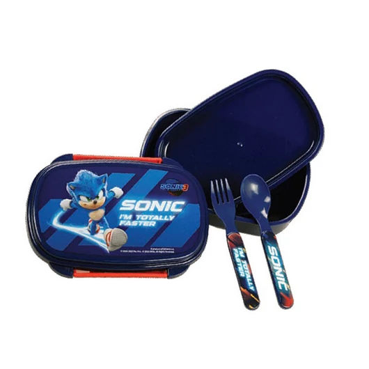 Sonic a sündisznó Faster szendvicsdoboz + evőeszköz szett