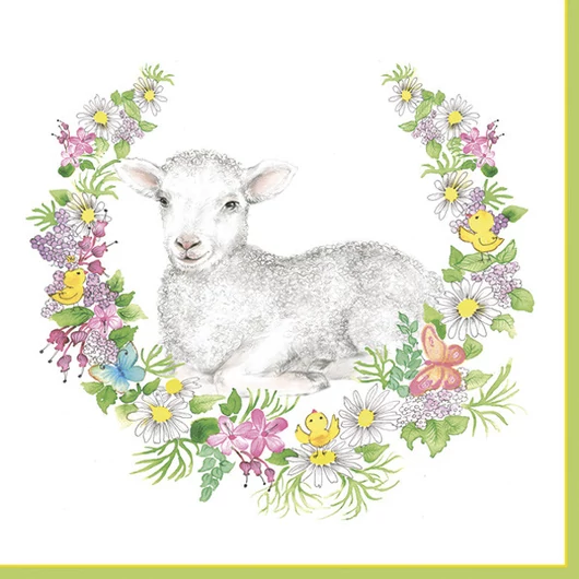 Húsvét Wreath with Lamb szalvéta 20 db-os 33x33 cm