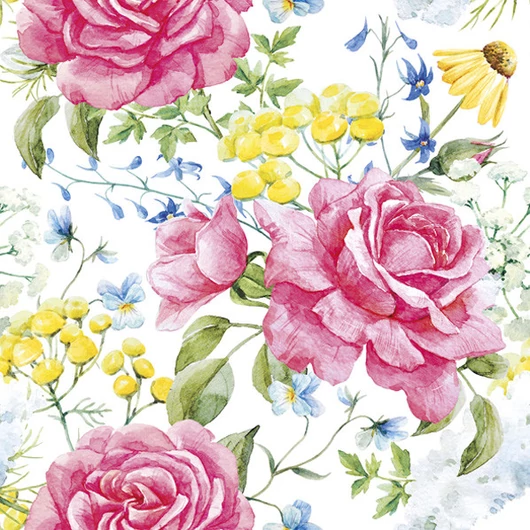Rózsa Field Flowers szalvéta 20 db-os 33x33 cm