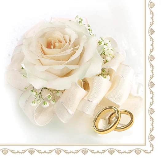Esküvő Rings & White Rose szalvéta 20 db-os 33x33 cm