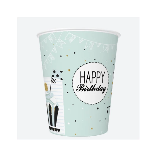 Happy Birthday Mint papír pohár 8 db-os 250 ml