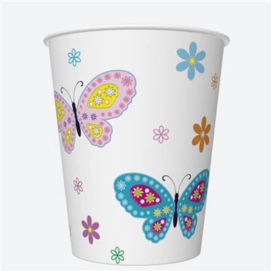 Pillangó With Flowers papír pohár 8 db-os 250 ml